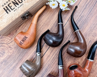 Personalized Handmade Tobacco Smoking Pipe, Groomsman Proposal, Durable Wood Pipe, Birthday Gift for Him, Father's Day gift