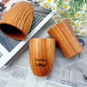 Customized Mini Wooden Cup,Japanese style Wood Cup,Fathers Day Gift,Wooden Drinking Mugs,Wooden Cup,Wood Tea Cup,Gift for Him,Grandpa Gift