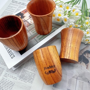 Personalized Mini Wooden Cup,Japanese style Wood Cup,Fathers Day Gift,Wooden Drinking Mugs,Wooden Cup,Wood Tea Cup,Gift for Him,Grandpa Gift