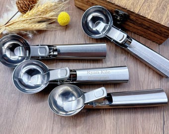 Personalized stainless steel ice cream spoon, laser engraved gift, summer ice cream metal spoon, gift for her, wedding party gift