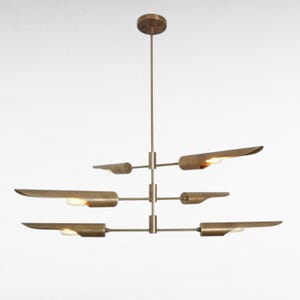 Stilnovo Brass Sputnik Chandelier – 6 Arm Mid Century Pendant Light Fixture – Handmade Modern Brass Ceiling Light Fixture