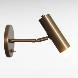Mid Century Modern Brass Wall Sconce | Single Light Adjustable Articulated Lamp | Handmade Stilnovo Style Cylinder Sconce | Italian Lighting