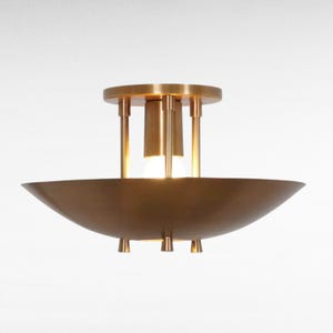 Mid Century Modern Brass Flush Mount Light – Italian Style Sputnik Chandelier, Modern Raw Brass Pendant Ceiling Light Fixture,