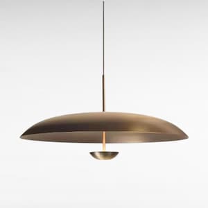 Mid Century Modern Brass Chandelier | 1950s 3-Light Dish Pendant Light | Adjustable Ceiling Light Fixture | UL Listed Modern Lighting