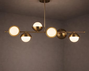 Handmade 6-Light Glass Globe Sputnik Chandelier - Mid Century Modern Ceiling Light For Dining & Kitchen