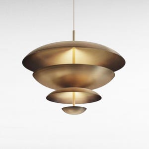 Mid Century Modern Raw Brass Chandelier | 1950s Cosmic Pendant Light | 6-Light Flush Mount Fixture | Handmade Modern Ceiling Light Fixture