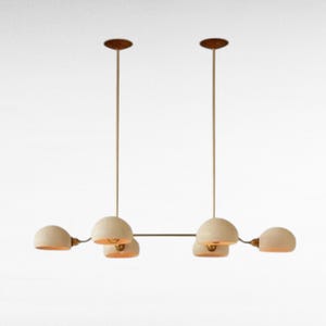 Mid Century Modern Italian 6-Light Brass Sputnik Chandelier – Handmade Ceiling Pendant Light Fixture – Vintage Dome Shade Ceiling Lighting