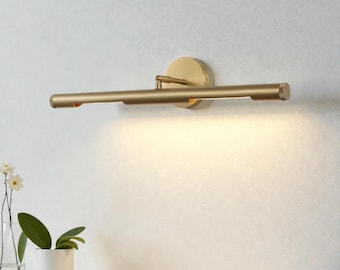 Mid Century Modern Brass Picture Light | Italian Linear Wall Sconce | Vintage Gallery Art Lamp