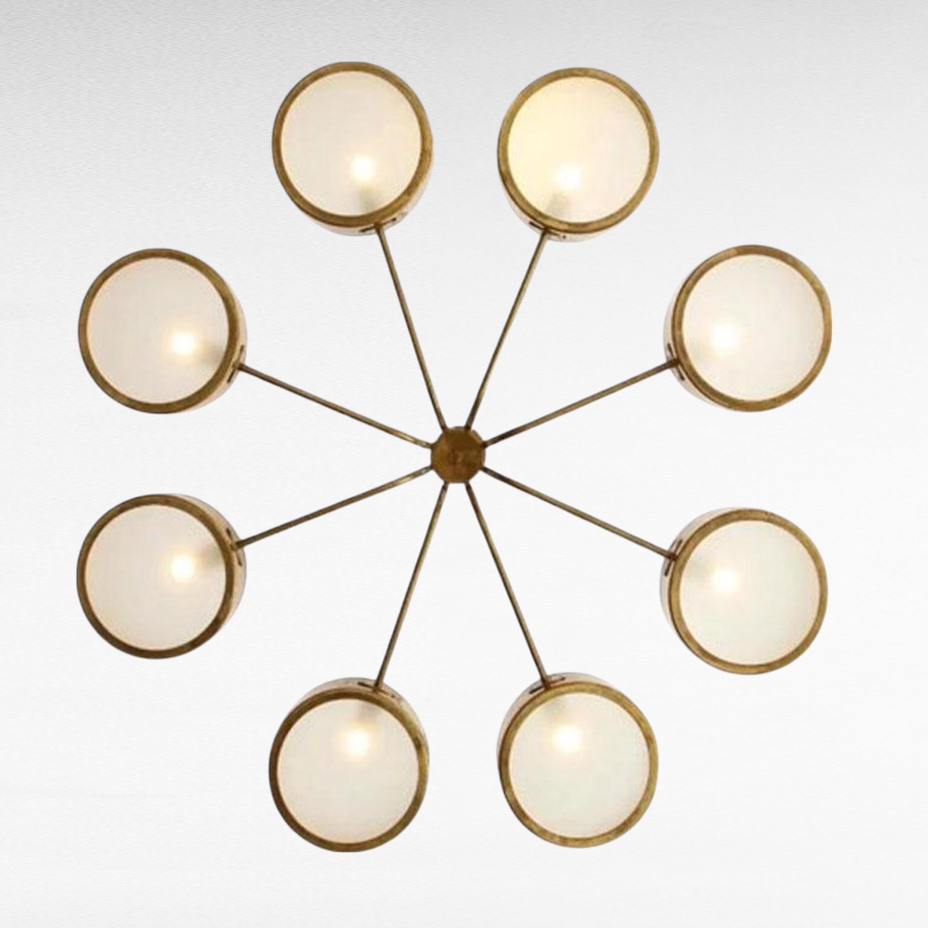 イタリア製ヴィンテージ真鍮スプートニクシャンデリア：ミッド