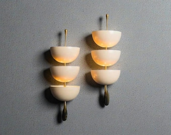 Italian Brass Wall Sconces - Mid Century Modern Wall Lamp - Handmade Vintage Light