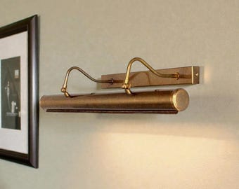 Solid Brass Picture Light, Mid-Century Modern Gallery Sconce, Handmade Wall Decor