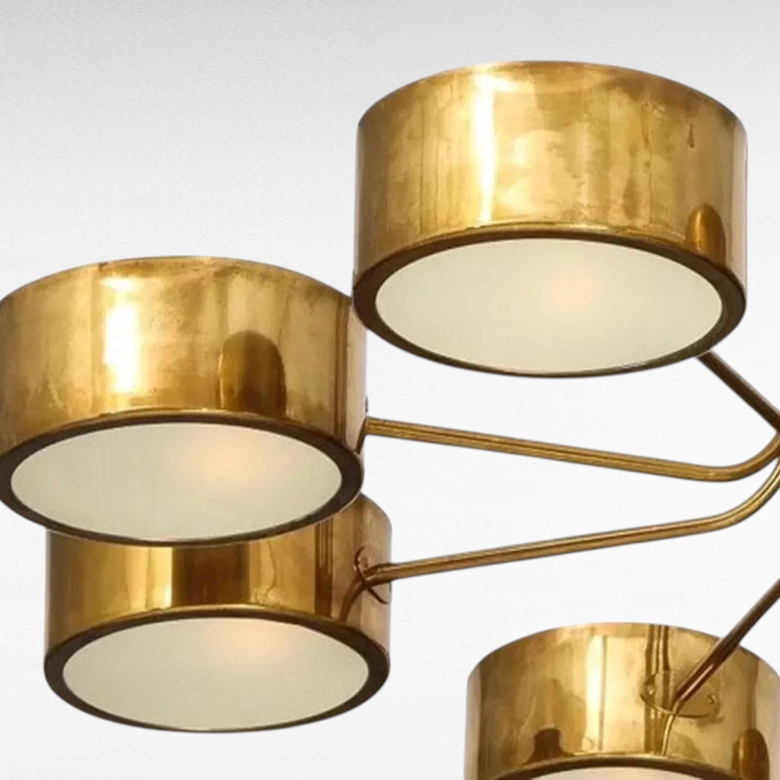 イタリア製ヴィンテージ真鍮スプートニクシャンデリア：ミッド