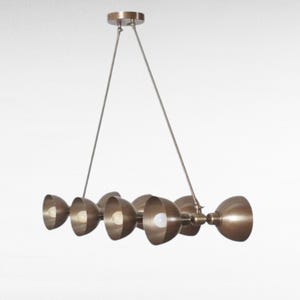 Italian 8-Light Brass Sputnik Chandelier | Mid Century Modern Raw Brass Pendant Light | 1950s Style Ceiling Fixture | Custom Drop Height