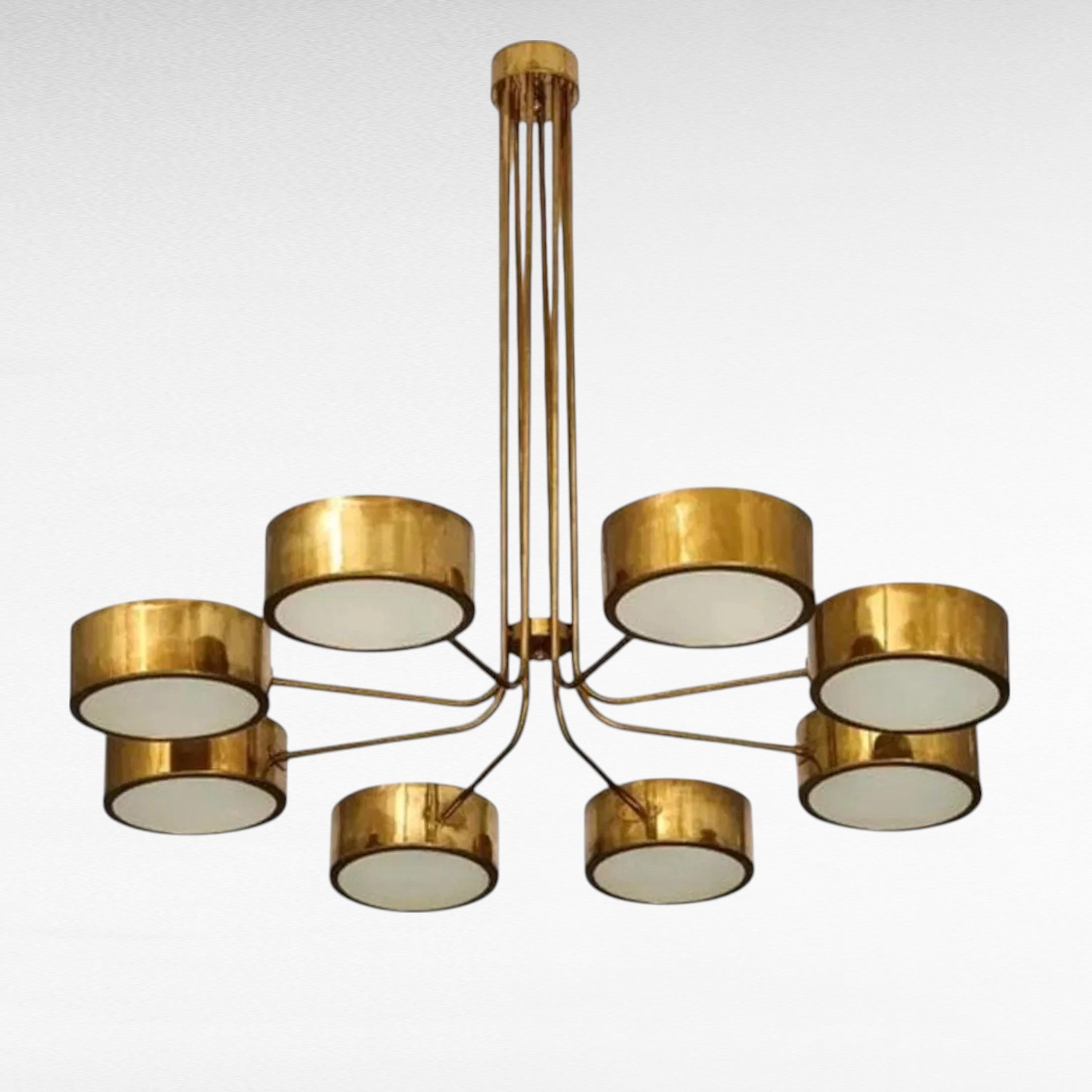 イタリア製ヴィンテージ真鍮スプートニクシャンデリア：ミッド