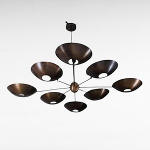 Stilnovo Sputnik Chandelier: Mid Century Modern Brass 8-Arm Ceiling Light