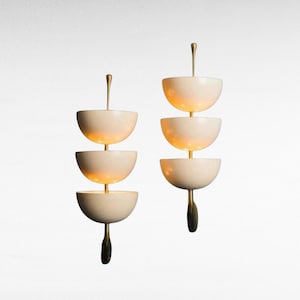 Pair of Rare Stilnovo Style Mid Century Modern Wall Sconces - Brass Italian Vintage Wall Light Fixture - Handcrafted Retro Lighting