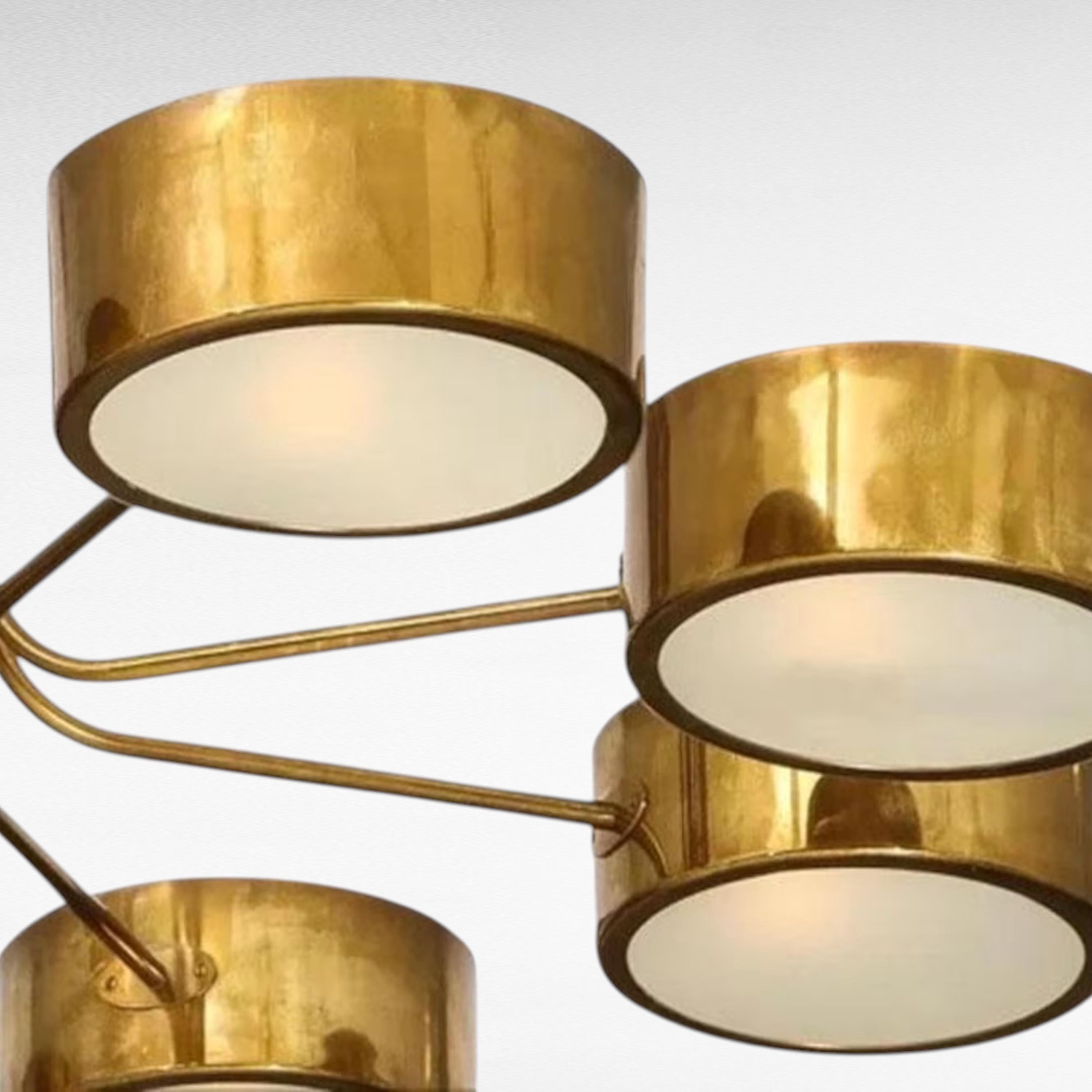 イタリア製ヴィンテージ真鍮スプートニクシャンデリア：ミッド