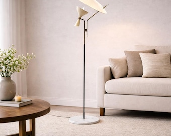 Luminária de chão artesanal em estilo moderno de meados do século XX – Luminária de chão minimalista de design para sala de estar.