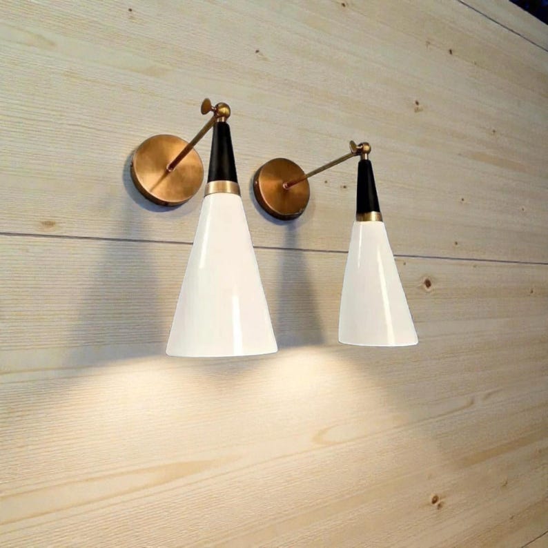 Handcrafted Brass Wall Sconces: Mid-Century Modern Italian Wall Light For Bedside Lighting image 1