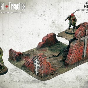 Demolished Shelter - trench, obstacle - ready to play wargaming terrain for war games and RPG, Trench Crusade, War Hammer, grimdark painted