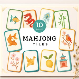 Mahjong Clipart, Watercolor Mahjong Tile Png, Pastel Asian Tile Set, Mahjong Party, Chinoiserie Clipart, Mahjong Seamless Pattern, Wedding