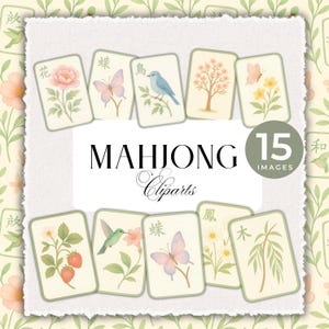 Watercolor Mahjong Tile Clipart: Pastel Asian Design Set (PNG Download)