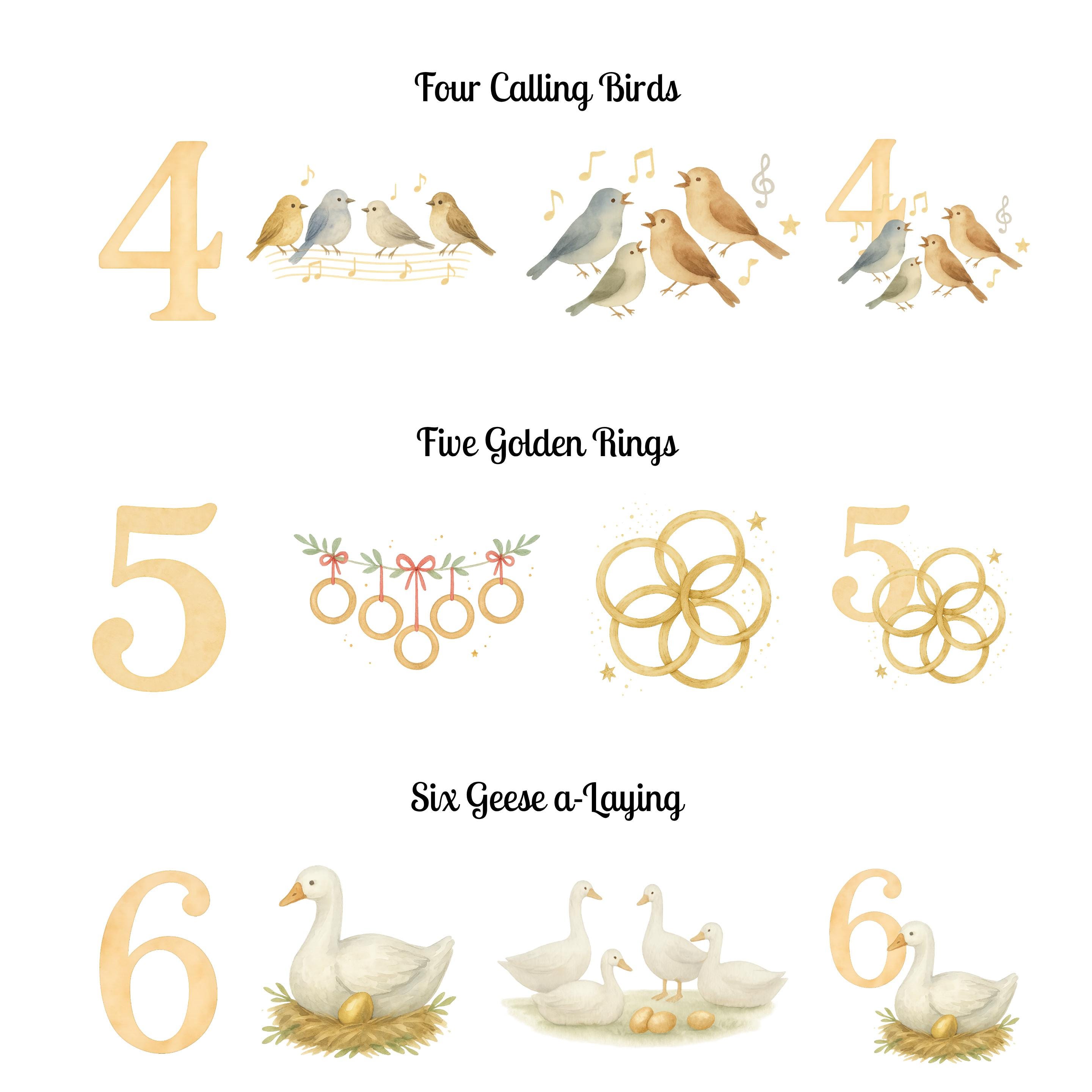 Dsh Graphics 12 days of Christmas Clipart – Vintage Watercolor Xmas PNG, Digital ...
