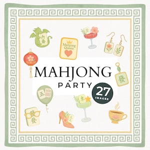Mahjong Clipart, Aquarell Mahjong Fliesen, Pastell Asiatische Fliesen, Mahjong Party, Chinoiserie Clipart, Mahjong Seamless Pattern, Hochzeit