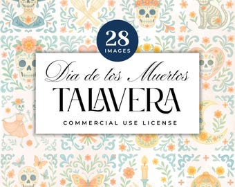 Día de los Muertos Clipart, disegni di piastrelle messicane Talavera (download digitale)