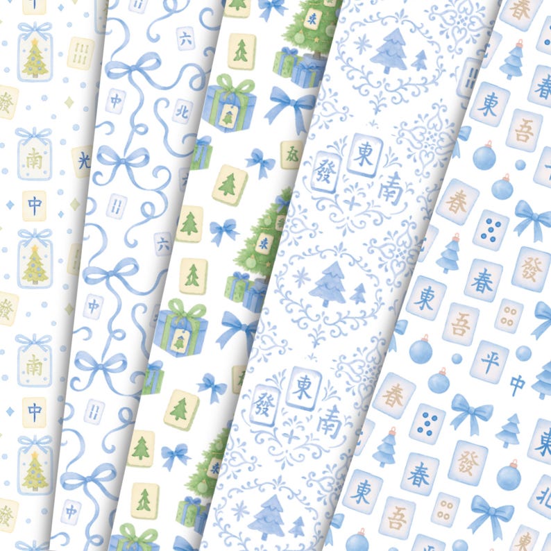 Mahjong Pattern Paper Mahjong Clipart – Christmas Mahjong Seamless Paper, Holiday Mahjong ...