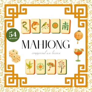 Mahjong Clipart, Watercolor Mahjong Tile Png, Pastel Asian Tile Set, Mahjong Party, Chinoiserie Clipart, Mahjong Seamless Pattern, Wedding