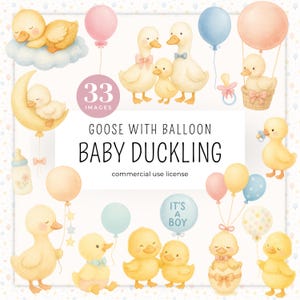 Goose With Balloon Clipart, Cute Silly Goose Png, Spring Vintage Cottagecore, Boho Baby Shower, Baby Birthday, Goose Party, Wildflowers