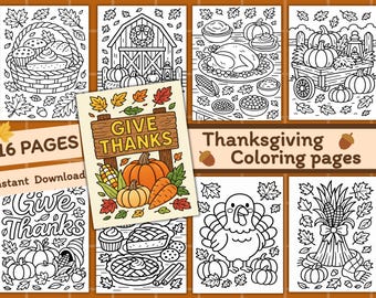 Thanksgiving kleurplaten - 16 herfstoogstontwerpen (direct downloaden)