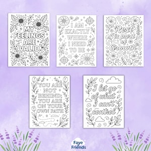Affirmation Coloring Pages – 30 unique positive quote designs with floral and decorative doodles for mindfulness, self-care, and stress relief. Printable PDF instant download for adults and kids, perfect for relaxation, motivation, art therapy, or homeschooling activities. Bold, clean outlines make them easy to color with crayons, markers, or pencils. Great for personal growth, creative projects, classroom inspiration, and mindful leisure at home or in educational settings.