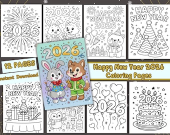 Happy New Year 2026 Coloring Pages –  Printable New Years Eve Activities For Kids