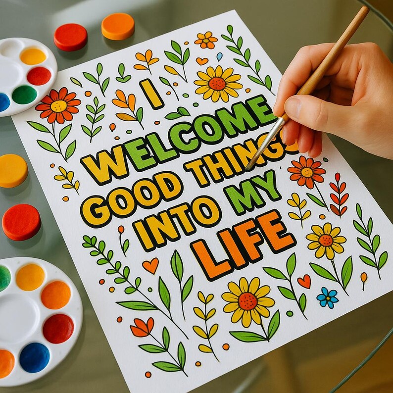Affirmation Coloring Pages – 30 unique positive quote designs with floral and decorative doodles for mindfulness, self-care, and stress relief. Printable PDF instant download for adults and kids, perfect for relaxation, motivation, art therapy, or homeschooling activities. Bold, clean outlines make them easy to color with crayons, markers, or pencils. Great for personal growth, creative projects, classroom inspiration, and mindful leisure at home or in educational settings.