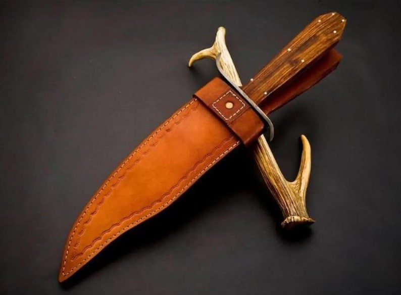 Handmade Juan Padillo Bowie Knife 5160 Spring Steel, Stabilized Wood Handle image 3
