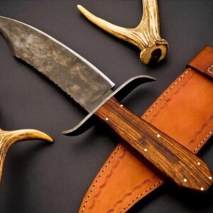 Handmade Juan Padillo Bowie Knife 5160 Spring Steel, Stabilized Wood Handle image 2