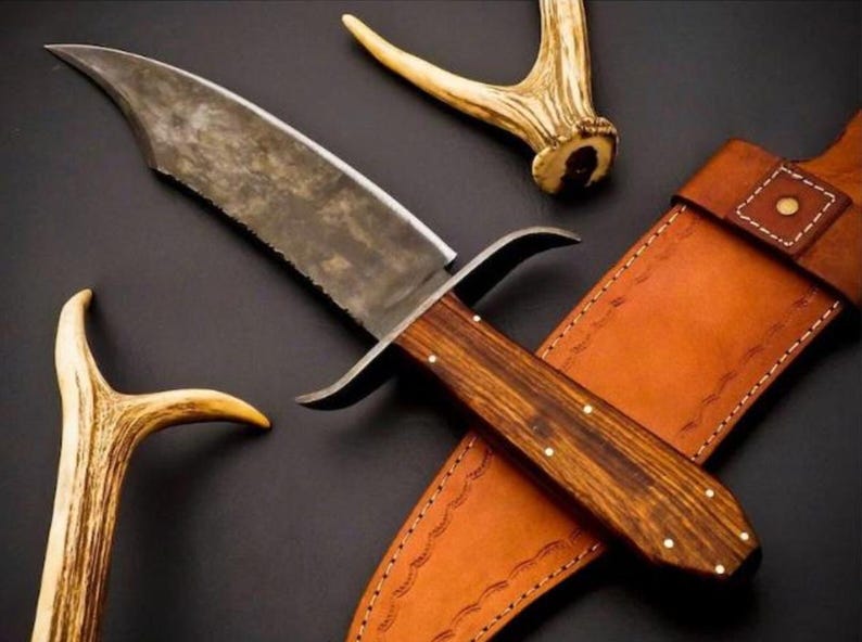 Handmade Juan Padillo Bowie Knife 5160 Spring Steel, Stabilized Wood Handle image 2