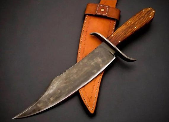 Handmade Juan Padillo Bowie Knife 5160 Spring Steel, Stabilized Wood Handle