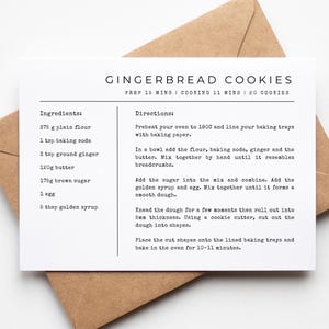 Minimalist Recipe Card Template 5x7 | Simple Modern Editable Recipe Card | Personalized Recipe Cards | Canva Recipe Template Download