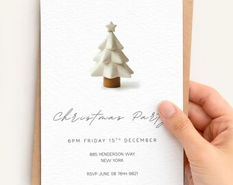 Minimalist Christmas Party Invitation Template | Christmas Tree Printable Invite | Simple Holiday Party Invite | Modern Winter Invite