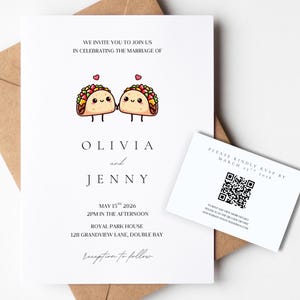 Invitación de boda LGBTQ+ del Orgullo / Invitación de boda para señoras lesbianas / Boda entre personas del mismo sexo / Plantilla de boda para pareja de lesbianas, divertida, atrevida y divertida