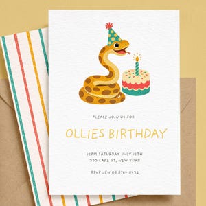 Snake Birthday Invitation | Python Birthday Invite | Reptile Party Invitation | Editable Birthday Template | Kids Snake Birthday
