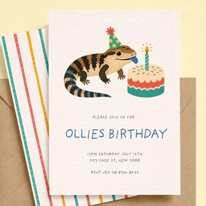 Blue Tongue Lizard Birthday Invitation | Reptile Birthday Party Invite | Kids  Reptile Birthday | Editable Digital Invitation
