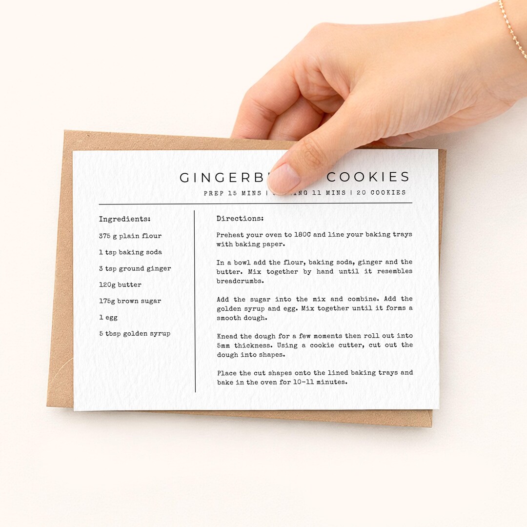 Mini Recipe Design Minimalist Recipe Card Template 5x7 | Simple Modern Editable Recipe ...