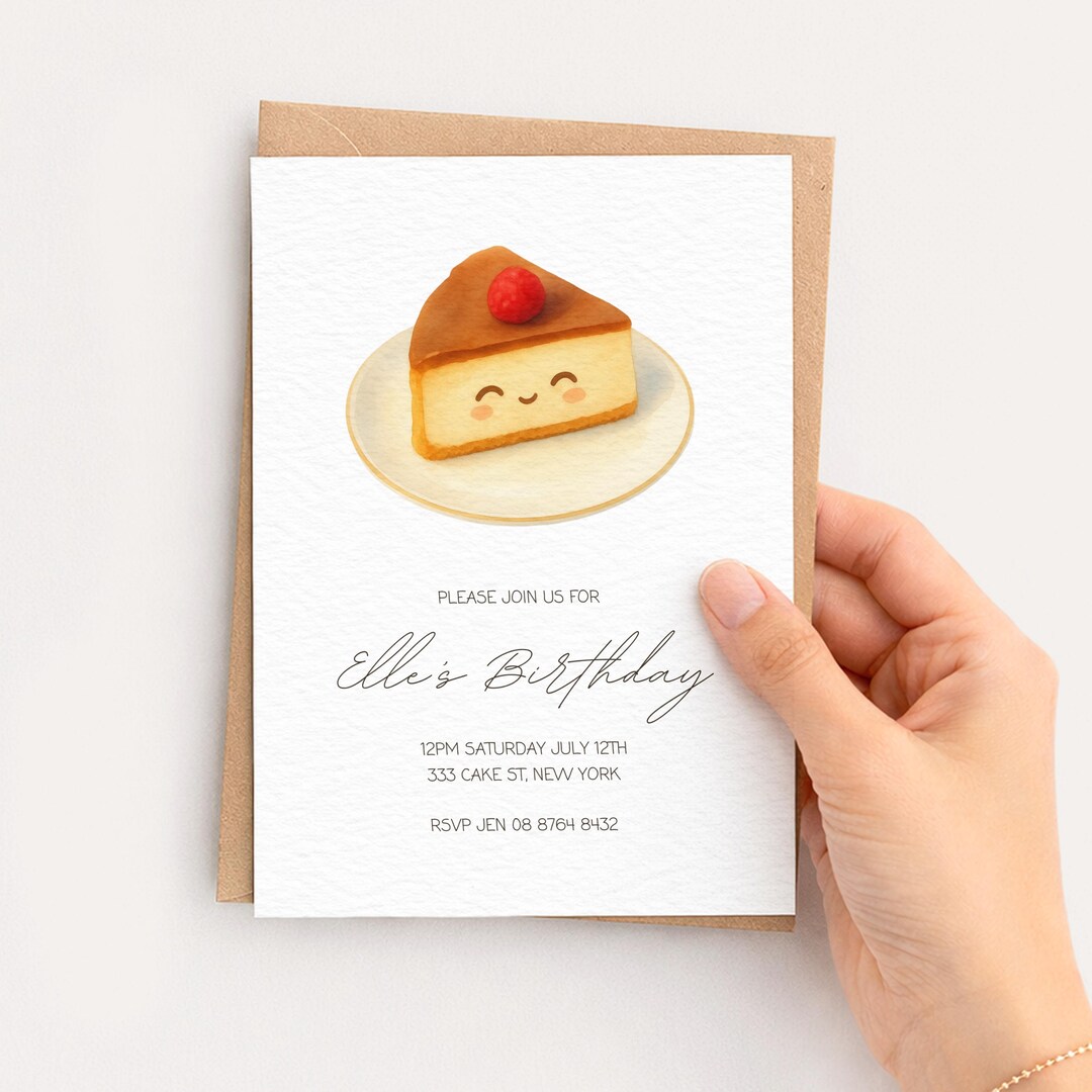 Cute Cake Birthday Invitation Template | Editable Kids Birthday Invite ...