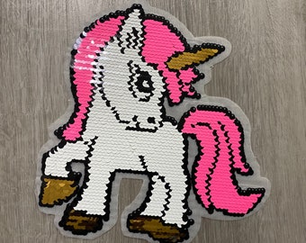 Unicorn Pink & White Sequin patch