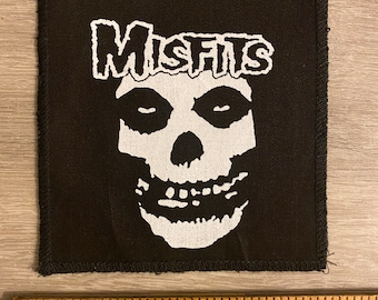 Misfits style WORDS band back patch black and white  SMALL - ( sew on )