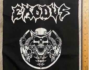 Exodus Large Black and White patch style  (  sew on ) with shredded ragged edges. New. No tags